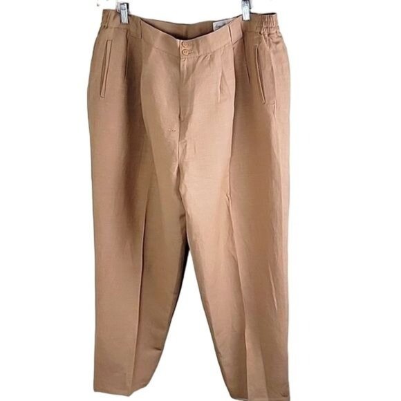 Giorgio Sant' Angelo Women's Linen Blend Trouser Tapered color Tan Plus size 22 - Picture 1 of 8